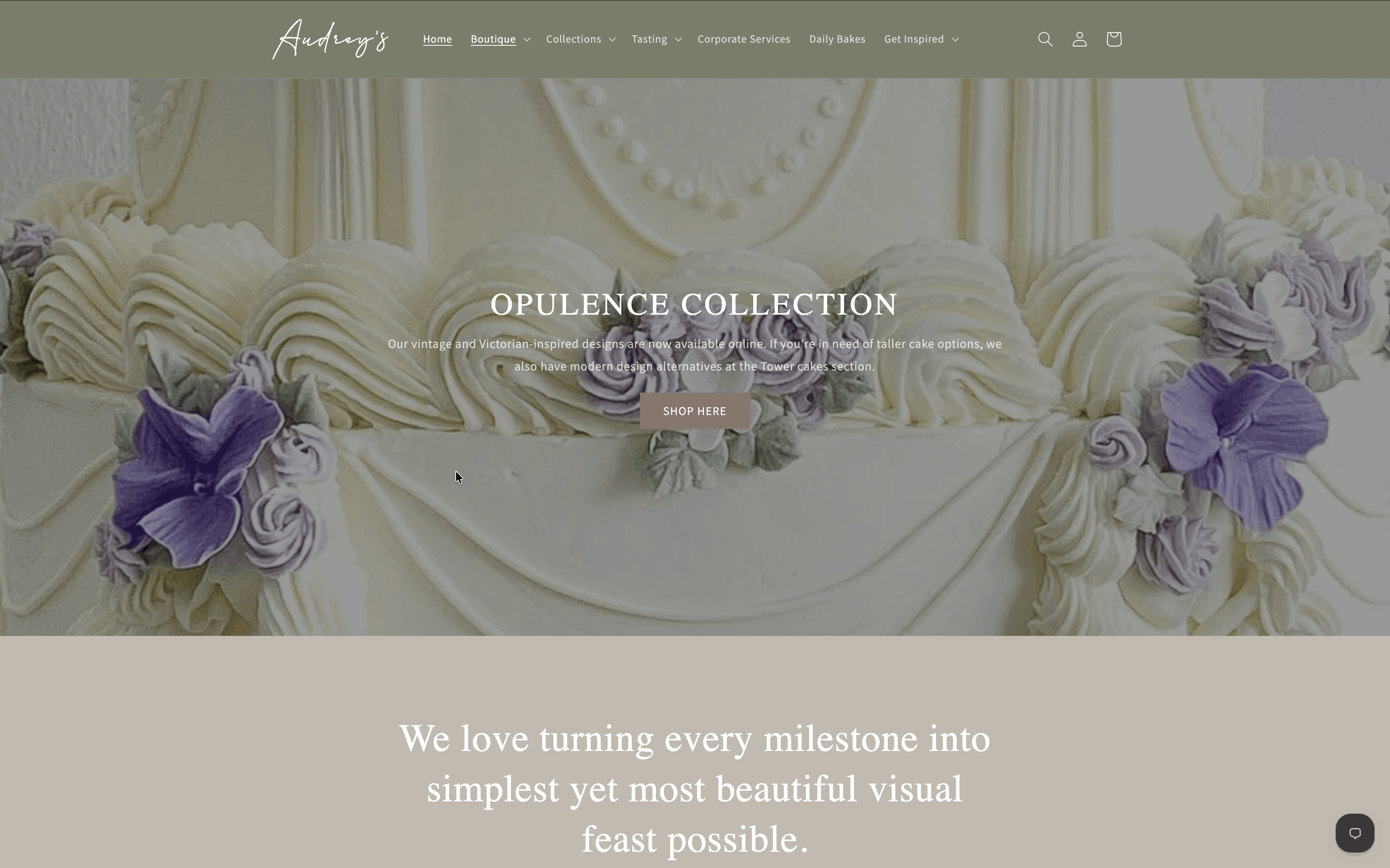 Audrey's Shopify Website preview